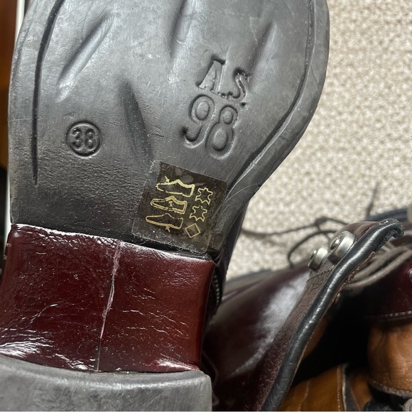 NWT A.S.98 Distressed Lace Zipper Leather Moto Combat Boots AS 98 - Picture 7 of 9